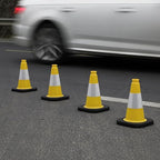 6 Pack 12" Inch Yellow PVC Traffic Cones with Heavy-Duty Base, High-Visibility All-Weather Safety Cones for Road Construction, Parking Lot, and Garage Use (6, Yellow, 12" Small)