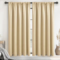 JIUZHEN Blackout Curtains for Bedroom - 70 x 84 Inch Extra Wide Privacy Assured Thermal Insulated Room Darkening Room Divider Curtain Cover for Living Room, Set of 2 Panels with Tiebacks,Light Beige