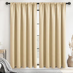 JIUZHEN Blackout Curtains for Bedroom - 70 x 84 Inch Extra Wide Privacy Assured Thermal Insulated Room Darkening Room Divider Curtain Cover for Living Room, Set of 2 Panels with Tiebacks,Light Beige