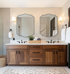 ANDY STAR 30x40 Inch Matte Black Mirror, Large Asymmetrical Wall Mirror in Premium Stainless Steel Metal Thin Frame Deep 1’’, Modern Rectangle Mirror with Unique Wavy Design Ideal for Home Decor
