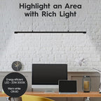 LED Linear Pendant Light, Office Light, Flicker-Free, Dimmable, Modern Ceiling Lighting for Bedroom Dining Room Table, 20W 5000K Cold Light 47.2" Black
