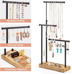 SRIWATANA Jewelry Organizer Stand, Extra Tall Necklace Holder Jewelry Holder, Gift Idea (Carbonized Black & Black)