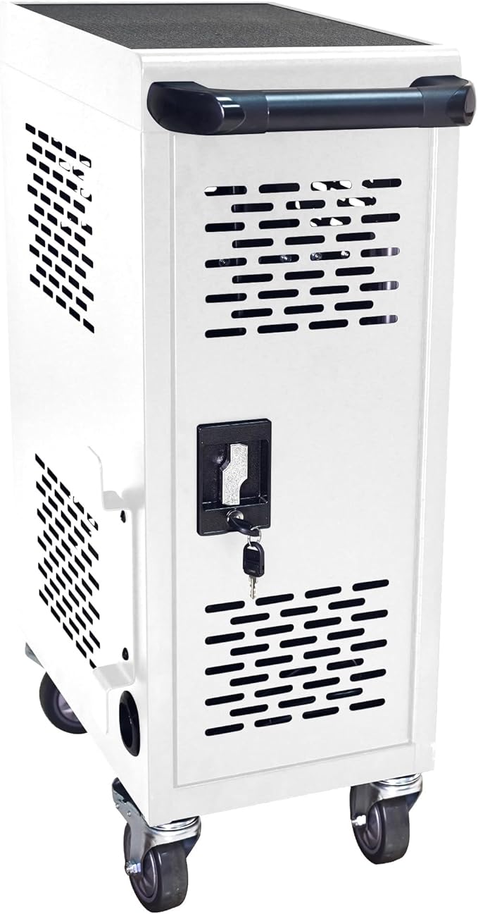 Laptop and Tablet Charging Cart, 16 Unit Device Mobile Charging Station for Chromebook, Tablet, Laptop, with Charging Port Screen Size Up to 16.3", Suitable for Office, Classroom, etc (Antique White)