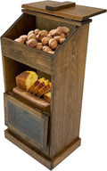 Peaceful Classics Potato Storage Wood Box, Wooden Bread Bins, Decorative and Onion Bin, Bin w/ Grocery Section, Vegetable Lid for Kitchen Pantry, Special Walnut, KS302SW