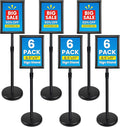6Pack Sign Holder Stand - 8.5x11 Inch Adjustable Floor Standing Sign Stand for Display, Pedestal Poster Stand for Vertical & Horizontal View, Indoor & Outdoor Use for Business & Store - Black