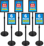 6Pack Sign Holder Stand - 8.5x11 Inch Adjustable Floor Standing Sign Stand for Display, Pedestal Poster Stand for Vertical & Horizontal View, Indoor & Outdoor Use for Business & Store - Black