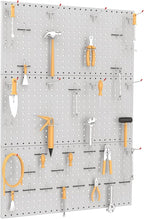 TORACK 3 PCS Metal Pegboard Panels(12x24 inch) for Wall Garage Utility Tools Storage Pegboard for Workbench, Modular Peg Board Tool Organizer Boards(Pack of 3, Grey)