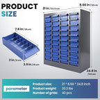40 Drawers Parts Cabinet for Nuts, Bolts, Screws, Nut and Bolt Organizer with ABS Material Drawer, Bolt Bin Tool Storage Cabinet in Workshop, Garage, Office (40 Drawers)