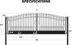 ZUMI Dual Swing Driveway Gates, 18x6 ft. Outdoor Steel Swing Gates for Driveway, Heavy-Duty Driveway Fence Gates for Home Security, Weatherproof Iron Security Gate Kit for Outdoor, Greerwich Style