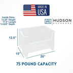 Hudson Exchange 20" x 15" x 12.5" (54 Pack) Plastic Giant Stackable Hopper Bin Container, Clear