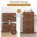 POWERSTONE 2 Drawers Storage Cabinets, Wooden Dresser Organizer, Under Desk Storage for Living Room, Bedroom, Home Office, Walnut