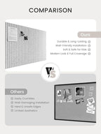Bumusty Large Cork Board Alternative-47 x35 Felt Bulletin Board Tiles, with 30 Pushpins, 70 Adhesive Tabs, 12-Pack Slat Wall Paneling, Cork Boards for Office Push Pin Board Felt Board-Marble Gray