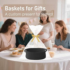 Woven Basket,Small Rope Storage Bin with Handles & Ribbon Bag, Organizer for Shelves Closets,Gift Basket Empty for Birthday,Books,Dog Toys, Black/3 Pack