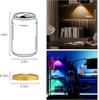Yiliaw Rechargeable Puck Lights with Remote, Magnetic Under Cabinet Lighting, 1500mAh Battery Operated LED Tap Lights with Dimmer & Timmer for Kitchen, Closet, Shelf，Gold-3 Color Temps-12RGB，12-Pack