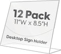 Mammoth DuraClear Acrylic Sign Holders 8.5 x 11 - Extra Thick and Durable Desktop Paper Sign Holders - Perfect for Retail and Booth Display Supplies - 12 Pack, Landscape