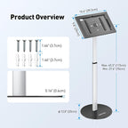 AboveTEK Tablet Floor Stand, Anti-Theft Kiosk Stand, Height Adjustable Tablet Stand Floor with Locking System, for 14.6" Samsung Galaxy Tab S8 Ultra, S9 Ultra, S10 Ultra, S11 Ultra, for Retail & POS