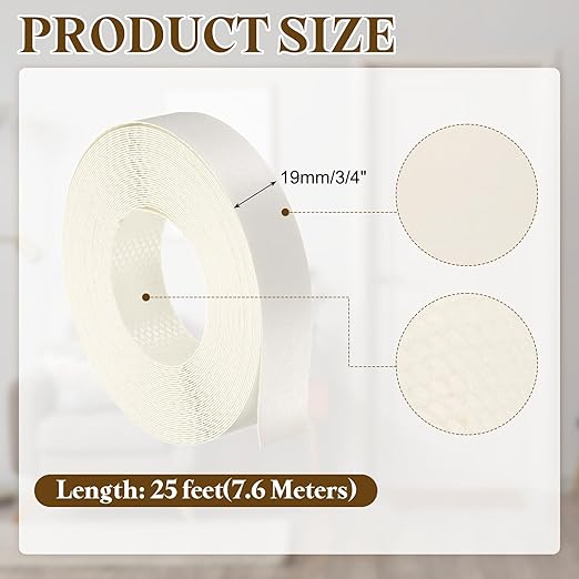 uxcell White Edge Banding Tape, 3/4 Inch x 25ft Pre-Glued Flexible Veneer Edge Edging Strips Wood Tape for Cabinet Repair and Furniture Restoration