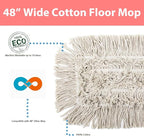 2 Pack of 48" Cotton Refills for Industrial Class Floor Dust mop Series Can be fit with Others (2 Pack of 48" Cotton Refill)