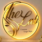 Custom LED Logo Sign, Round Acrylic Custom Logo for Business, Personalized Backlit Illuminated Logo Neon Sign with Metal for Wall Decor, Beauty Salon, Nail Hair Studio, Office, Boutique, Outdoor
