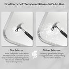 Silver Framed Bathroom Mirror, Brushed Nickel Large Rounded Corner Rectangle Wall Mirror, Tempered Glass, Shatter Proof, Anti-Rust, Hangs Horizontally or Vertically (28" x 36", Silver)
