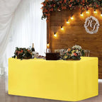 HolidayIdeas Yellow Fitted Table Covers for 6 Foot Tables - 72 x 30 Inch - 2 Pack Rectangle Table Clothes Polyester Fabric Table Cover for Folding Table, Parties, Birthday, Vendor Stand, Trade Show