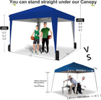 SANWAY 10x10 Pop up Canopy Tent, One-Button, Outdoor Instant Canopy Protable for Events, Camping, Parties, Vendor, Beach Tent - Blue