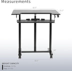 VIVO Mobile Height Adjustable Table, Stand Up Desk Cart with Sliding Keyboard Tray, Computer Workstation, Rolling Presentation Cart, Black, CART-V06A