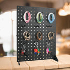 2 Pcs Metal Pegboard Display Stand with 30 Peg board Hooks, Desk Pegboard Shelf for Craft Shows & Fairs, Retail Stores, Vendors Arts and Crafts Finishing - 17x13Inch & Black