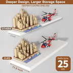 12 Inch Deep Floating Shelves for Wall 2 Pack Floating Shelfs Large Storage Space Wall Decor Display Shelf for Bathroom Living Room Bedroom Kitchen 30" W x 12" D x 1.2" H White