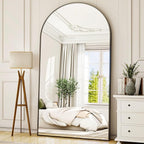 Oversized Full-Body Mirror, 77" x 38" Arched Full-Length Mirror, Black Metal Frame, Floor Mirror for Bedroom, Living/Dressing Room, Gym - Stand/Wall Mounted/Leaning