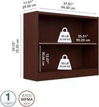 Bush Furniture Universal Small 2 Shelf Bookcase in Vogue Cherry, Low Storage and Display Bookshelf for Home Office or Living Room Organization
