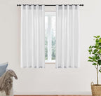 XTMYI 54 Inch Length White Short Curtains for Windows Living Room,Semi Sheer Linen Cotton Curtains for Bathroom Window Bedroom,54 in Long