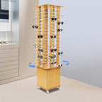 Sunglasses Display Stand, 144 Pairs Wooden 360° Rotating Sunglass Eyeglass Holder Organizer, Glasses Hanger Storage Rack for Retail Commercial Display, W14.6*H66.1in (Yellow)
