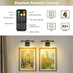 Joosenhouse Battery Operated Picture Light (2-Pack), 5000mAh Rechargeable Wall Light, Wireless Art Display Light with Remote Timer and Dimmer, 12.6-Inch Black Painting Light