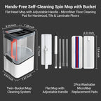 Push-Pull Wringer Mop and Bucket Set, 13.9" Extra Wide Head for Whole House Deep Cleaning, Pet Hair/Stain Removal, Independent Waste Water Tank, 360° Swivel Handle for Hardwood/Tile/Laminate Floors
