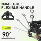 Collapsible Wagon Cart with Extended Tailgate,Heavy Duty Folding Cart, 155L Foldable Utility Wagons for Beach, Picnic, Grocery, Outdoor Camping(Black)