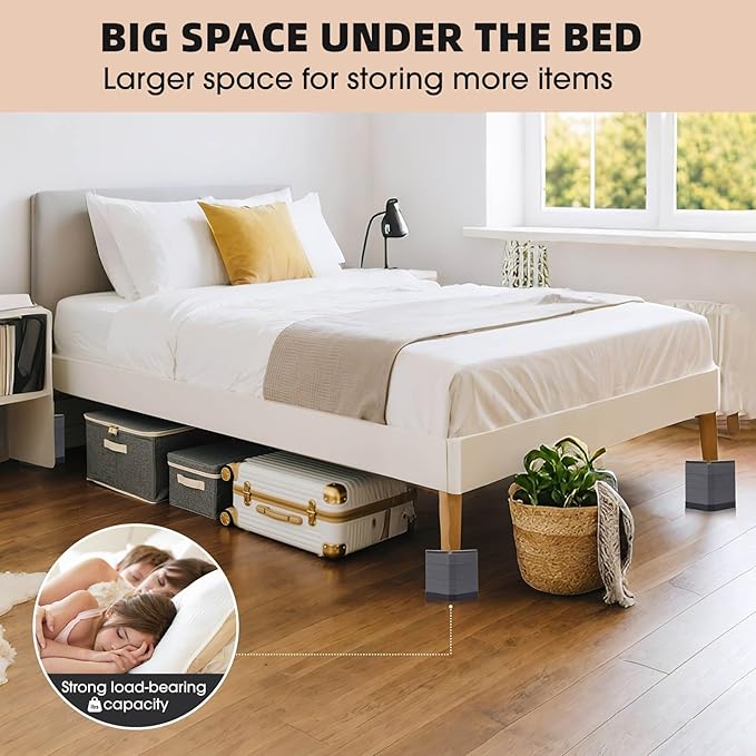 Furniture Risers Bed Risers - Rectangular Adjustable Block Riser for Raising 1.5-3 In. & 4.3 In. Beds, Tables, Sofas, Refrigerators, Washers - Up to 4,000 Pounds (Grey, One Layers 1.5inches)