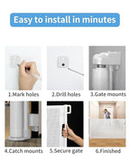 Retractable Baby Gate for Doorways and Stairs, Mesh Safety Gate for Pet, Indoor & Outdoor Use, One-Hand Operation, Easy Installation, 33.6" Tall, Expands to 55" Wide（White,33.6"x55")
