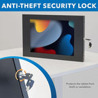 Mount-It! Anti-Theft Tablet Kiosk Wall Mount Compatible with iPad 10, 9, 8, Pro 10.5, Air 10.5, Locking Kiosk for iPad, Low-Profile Steel Security Tablet Wall Mount, Black
