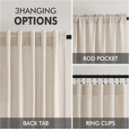MIULEE Non-See-Through Privacy Linen Curtains 2 Panels, Light Filtering Window Curtains Farnhouse Textured Back Tab Semi Sheer Drapes for Bedroom Living Room, 52 x 108 Inches Long, Linen