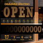 LED Open Signs for Business 30"x10" Dimmable Bright Business Open Sign with Hanging Installation for Window Stores, Hotel, Store, Bar, Retail Shop, Salon, Restaurant