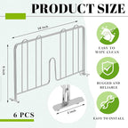 6 Pcs 18" W x 9" H Wire Shelf Divider Chrome Plated Steel Wire Rack Divider for Shelving Metal Accessories for Bathroom Kitchen Office Pantry Room Storage Organization, Silver