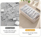 RayHenry Cable Organizer Box with 7 Clear Switch Case, Desktop Charger Cord Storage Organizer Box for Home Office Desk Accessories Wire Organization Stationery Supplies (white)