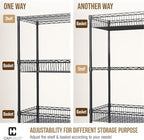CAPHAUS NSF Commercial Heavy Duty 4 Tier Wire Shelving w/Two Rectangle Baskets, Wheels, Leveling Feet, Storage Metal Shelf, Basement Garage Shelving, Utility Wire Rack Storage Black