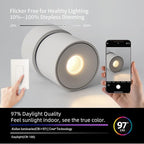 Aisilan LED Indoor White Ceiling Spot Light 7W Surface Mounted Light Fixture with 360° Pivoting Spotlight, Dimmable Warm White 3000K CRI 97+ for Living Room Bedroom