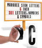 Houseables Sign Letters, Marquee Letters, Marquee Sign, Markee, Plastic, Acrylic, Changeable, for Board, Letterboard, Billboard, Church, Outdoor, 6 Inch Character on 7 in Panel, 301 PC, with Numbers
