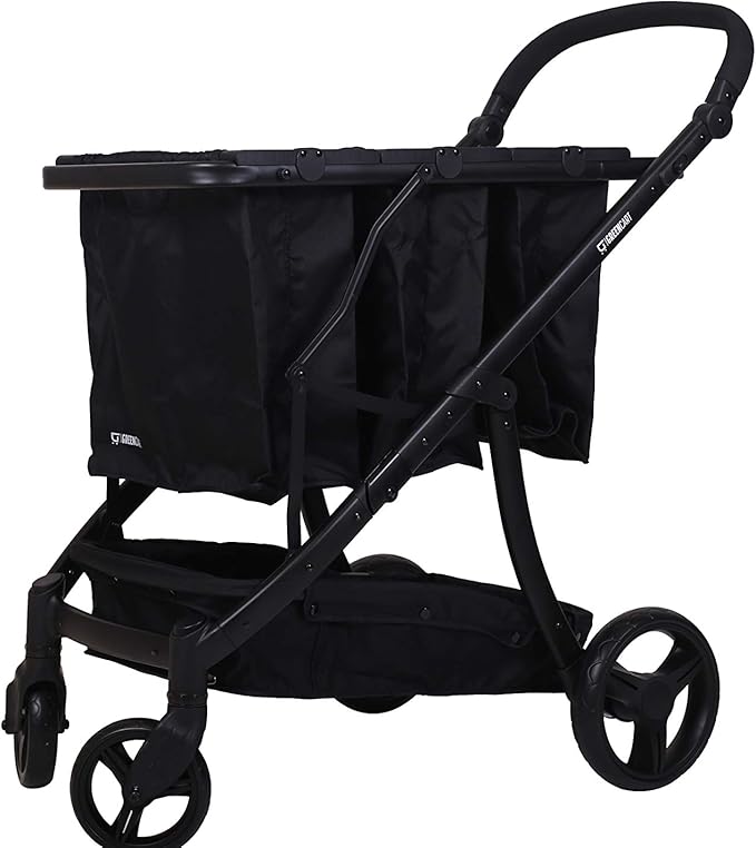 GreenCart Foldable Shopping Cart for Groceries with 3 Reusable Shopping Bags, Easy to Use in Stores, Utility Cart Holds 100lb (Black Frame + 3 Black Baskets)