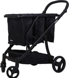 GreenCart Foldable Shopping Cart for Groceries with 3 Reusable Shopping Bags, Easy to Use in Stores, Utility Cart Holds 100lb (Black Frame + 3 Black Baskets)