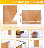 SWANCROWN Enclosed Bulletin Board 48x36 in, Tamperproof Lockable Cork Board Wall Display Case with 2 Locks for Office School Home, Aluminum Frame