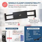 LEVO Adjustable Height Floor Stand on Wheels for Tablet & Phone - Gooseneck Holder Mount with Stable Base - Compatible with All Cell Phones & Tablets (4-13 inch) - Black with Casters